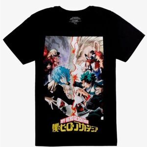 NEW My Hero Academia Split Heroes and Villains manga Graphic T shirt XL